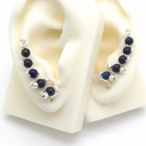 Handmade Dark Blue Lapis Ear Climbers Handmade